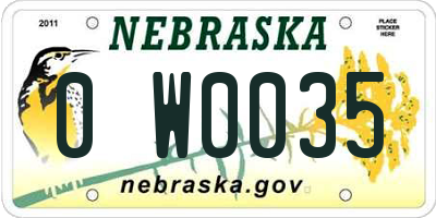 NE license plate 0W0035