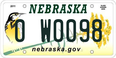 NE license plate 0W0098