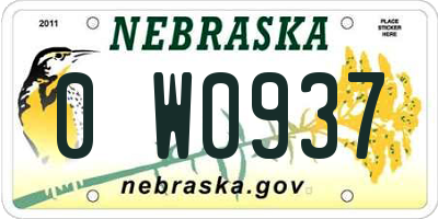 NE license plate 0W0937