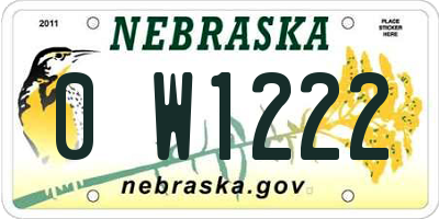NE license plate 0W1222