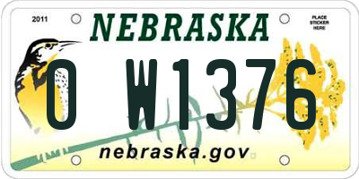 NE license plate 0W1376