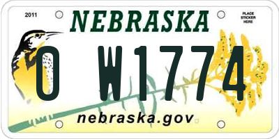 NE license plate 0W1774