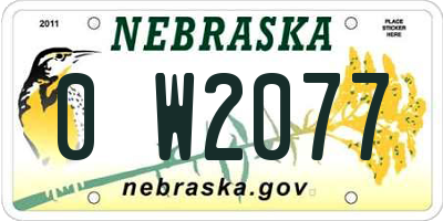 NE license plate 0W2077