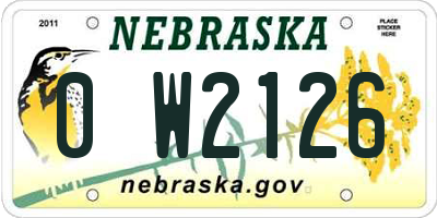 NE license plate 0W2126