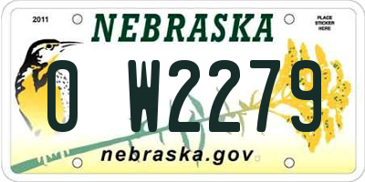 NE license plate 0W2279