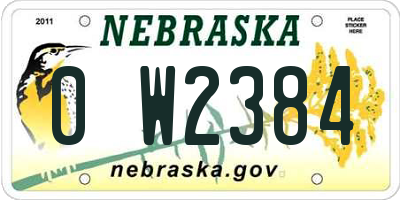 NE license plate 0W2384