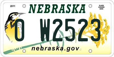NE license plate 0W2523