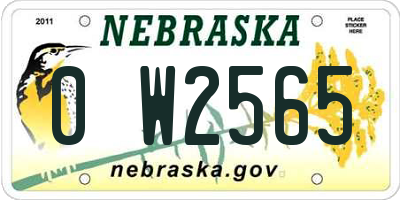 NE license plate 0W2565