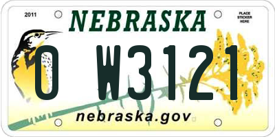 NE license plate 0W3121