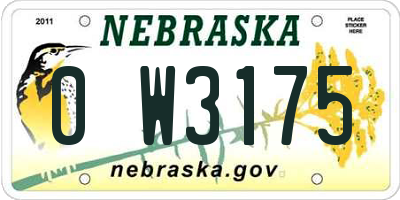 NE license plate 0W3175