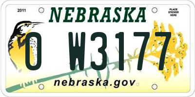 NE license plate 0W3177