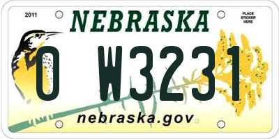 NE license plate 0W3231