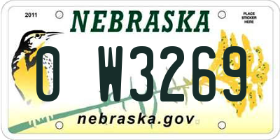 NE license plate 0W3269