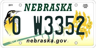 NE license plate 0W3352
