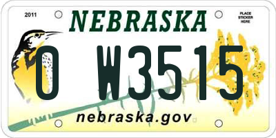 NE license plate 0W3515