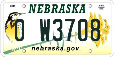 NE license plate 0W3708