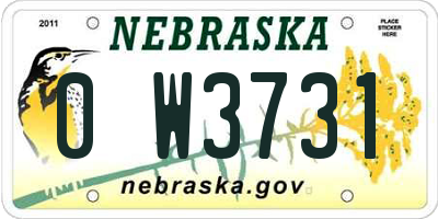 NE license plate 0W3731