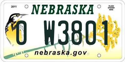 NE license plate 0W3801
