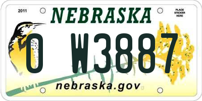 NE license plate 0W3887