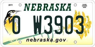 NE license plate 0W3903
