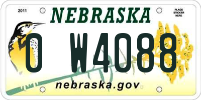NE license plate 0W4088