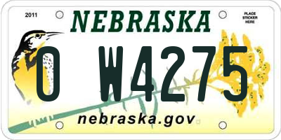NE license plate 0W4275