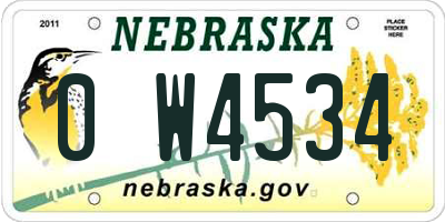 NE license plate 0W4534