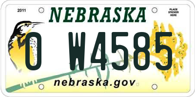 NE license plate 0W4585