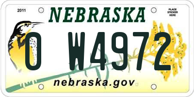 NE license plate 0W4972