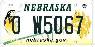 NE license plate 0W5067