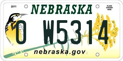 NE license plate 0W5314