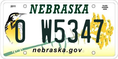 NE license plate 0W5347