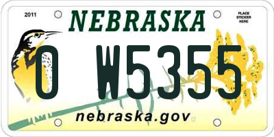 NE license plate 0W5355