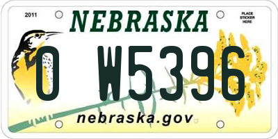 NE license plate 0W5396