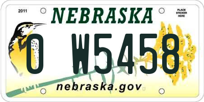 NE license plate 0W5458