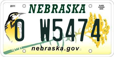 NE license plate 0W5474