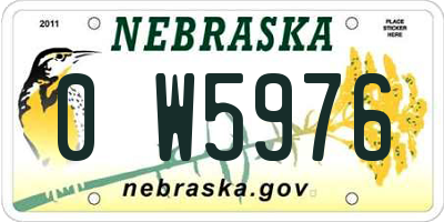 NE license plate 0W5976