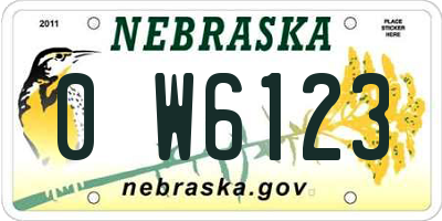 NE license plate 0W6123