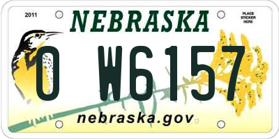 NE license plate 0W6157