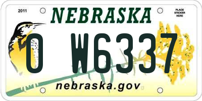 NE license plate 0W6337
