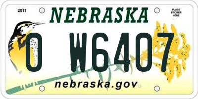 NE license plate 0W6407