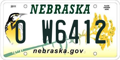 NE license plate 0W6412