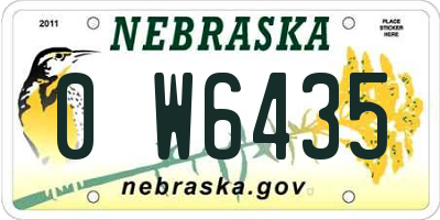 NE license plate 0W6435