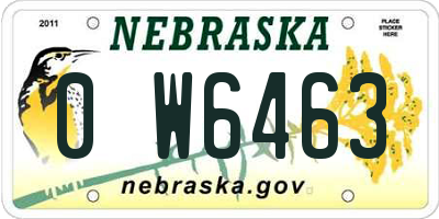 NE license plate 0W6463