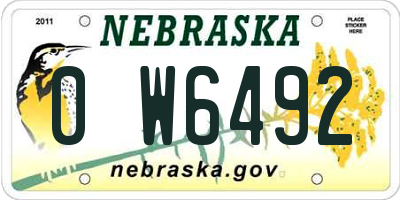 NE license plate 0W6492