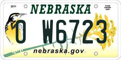 NE license plate 0W6723