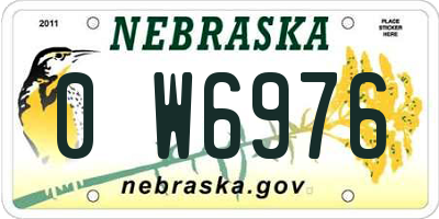 NE license plate 0W6976