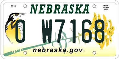 NE license plate 0W7168