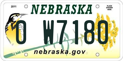 NE license plate 0W7180