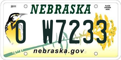 NE license plate 0W7233